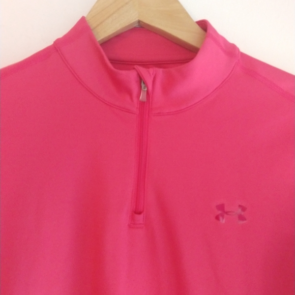 UNDER ARMOUR Fitted 1/4 Zip Hot Pink Long Sleeve - Picture 7 of 11